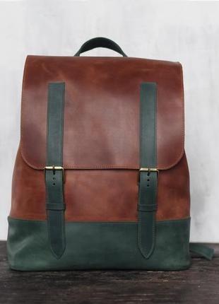 Чоловічий шкіряний рюкзак street backpack рудого кольору1 фото
