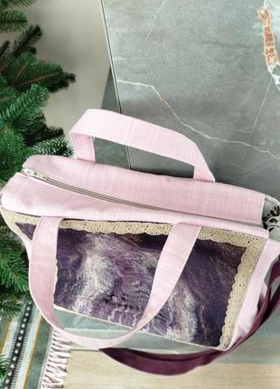 Сумка крос боді, сумка месенджер, валяна сумка , стильна сумка , рожева сумка, подарунок коханій2 фото