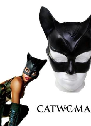 Маска женщины кошки, catwoman, черная полулицевая латексная маска, супергерой из комиксов о бэтмене, dc comics6 фото