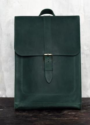Шкіряний рюкзак minimal backpack зеленого кольору1 фото