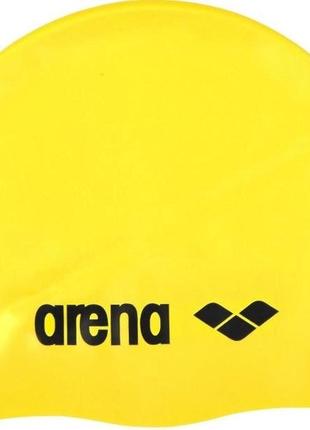 Шапка для плавания arena classic silicone jr желтый, черный дет osfm 91670-035