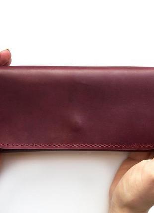 Kожаный кошелек бордового цвета