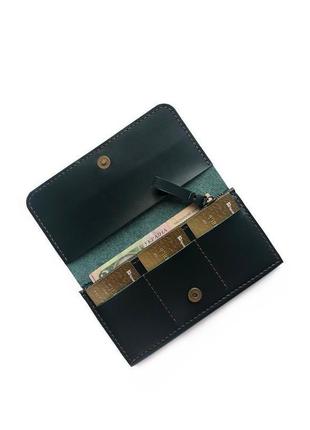 Шкіряний гаманець в5 (зелений)5 фото