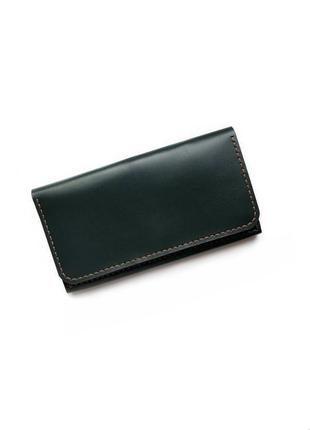 Шкіряний гаманець в5 (зелений)2 фото