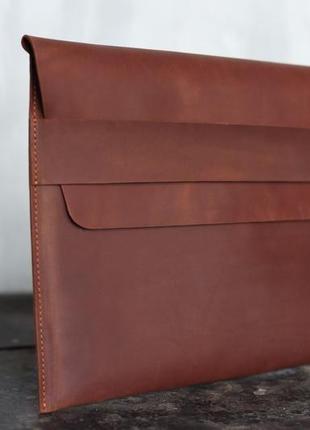 Кожаный чехол для ноутбука рыжего цвета2 фото