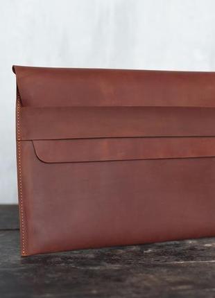 Шкіряний чохол для ноутбука рудого кольору