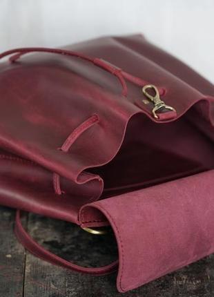 Женская кожаная сумка passion на плечо (бордовый)5 фото