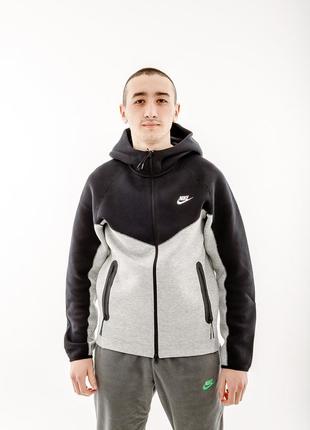 Мужская толстовка nike m nk tch flc fz wr hoodie разноцветный l (7dfb7921-064 l)1 фото