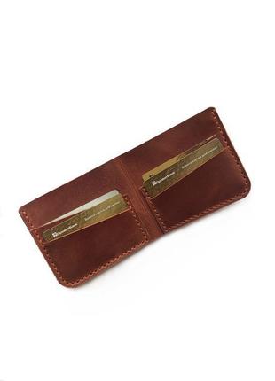 Маленький чоловічий гаманець з вінтажній шкіри рудого кольору5 фото