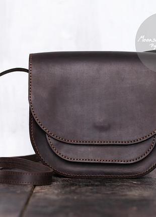 Женская круглая сумка solo через плечо из натуральной кожи