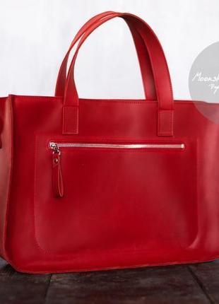 Женская офисная сумка hola из натуральной кожи красного цвета4 фото