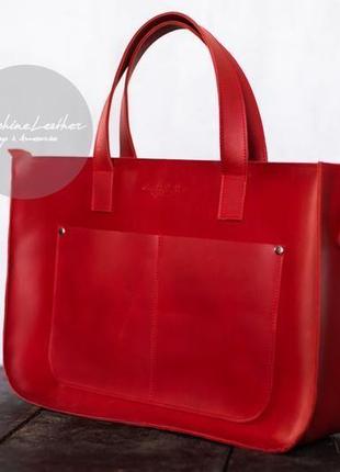 Женская офисная сумка hola из натуральной кожи красного цвета3 фото