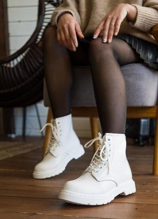 Dr martens white, белые женские ботинки весна-осень доктор мартинс