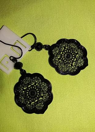 Трендовые  ажурные  серьги  паутинки . швейцария.