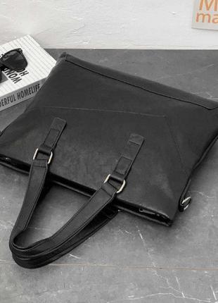 Мужской женский деловой портфель сумка для документов формат а4 экокожа черный, мужская сумка для ноутбука5 фото