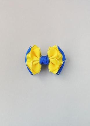 Желто-синие бантики для волос для девочки.3 фото