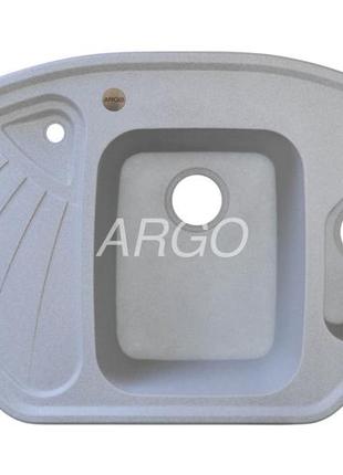 Угловая гранитная мойка для кухни с двумя чашами argo trapezio grey 1060*575*190 (серая)