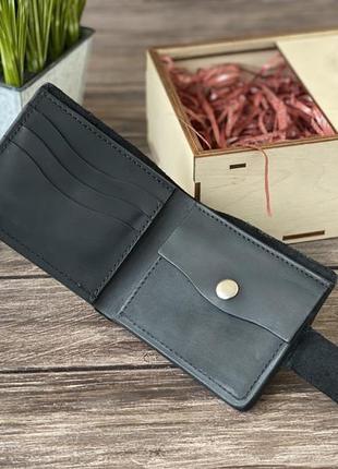 Кожаный мужской кошелек с гравировкой, оригинальный подарок для мужчины2 фото