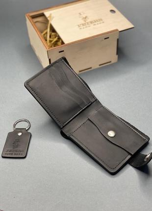 Мужской кожаный кошелек с именной гравировкой, подарок для мужчины.2 фото