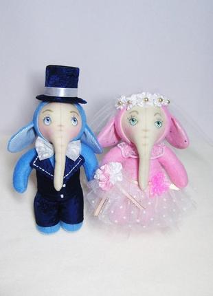 Мягкая игрушка свадебная пара слонов4 фото