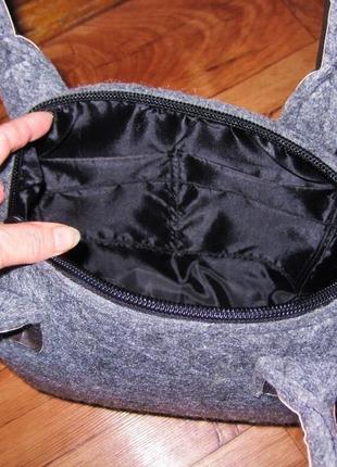 Женская повседневная сумка войлочная с аппликацией аист6 фото