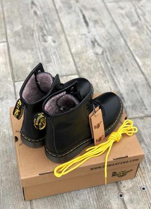 Шикарные ботинки dr. martens 1460 black classic winter fur с мехом черевики3 фото