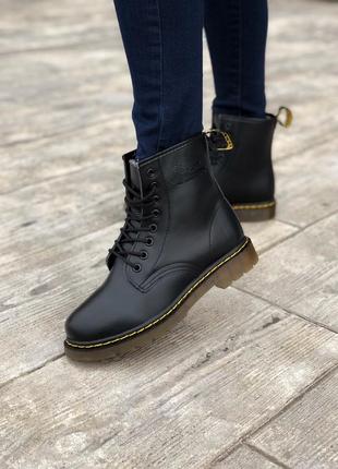 Шикарные ботинки dr. martens 1460 black classic winter fur с мехом черевики7 фото