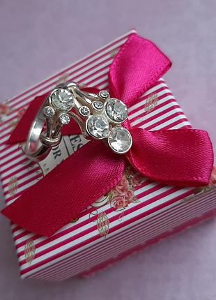 Кольцо сереб страз  каблучка камни сваровск бижут ювелир винтаж 16,5 родий раритет кільц