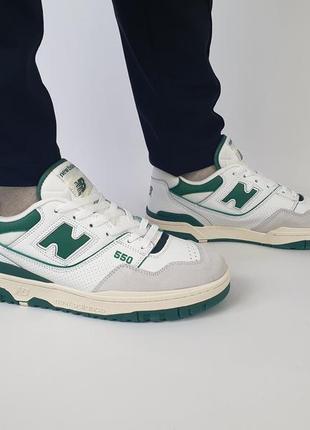 Кроссовки мужские зеленые new balance 550 green white. женские кроссовки белые с зеленым нью баланс 550 грин1 фото