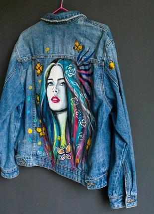 Джинсовая куртка с художественной росписью4 фото