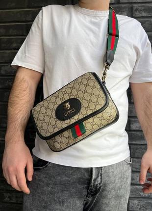 Мужская сумка через плечо гуччи стильная сумка-мессенджер gucci, ежедневная классическая7 фото