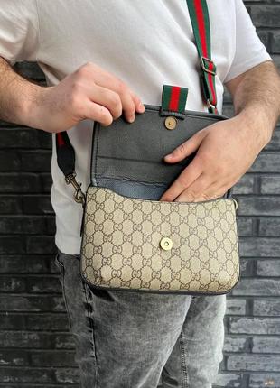 Мужская сумка через плечо гуччи стильная сумка-мессенджер gucci, ежедневная классическая8 фото
