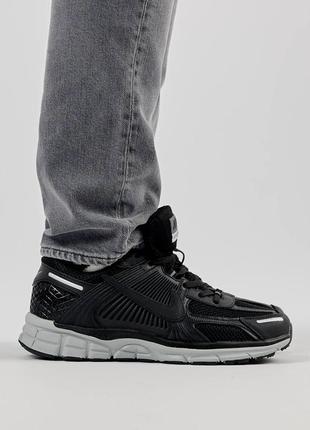 Мужские кроссовки кожаные сетка nike vomero 5 new black gray, мужские кеды найк черные, мужская обувь2 фото