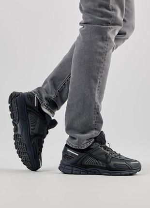 Мужские кроссовки кожаные сетка nike vomero 5 new dark gray, мужские кеды найк серые, мужская обувь4 фото