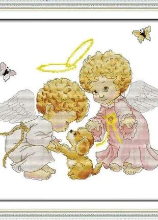 Набір для вишивання за нанесеною на канву схемою "angels ". aida 14ct printed, 39*36 см