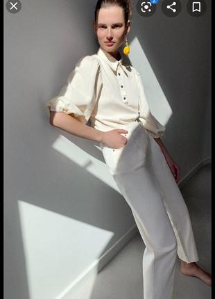 Zara нові білі молочні джинси супер модні із защипами zw premium розмір 36 382 фото