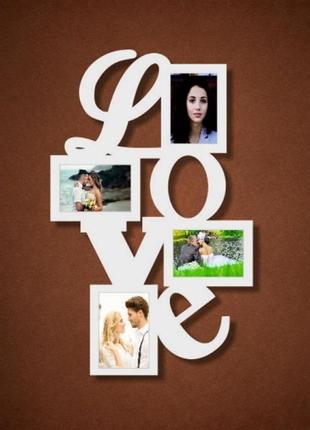Рамка з дерева "love" на 4 фото3 фото