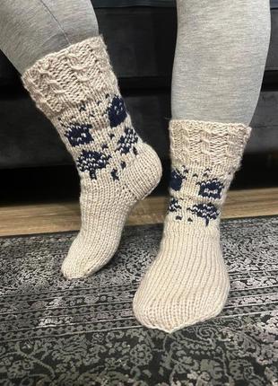 Шкарпетки в'язані теплі 35-37 р вовняні ручна робота зимові жіночі, чоловічі, дитячі шерстяні на под2 фото