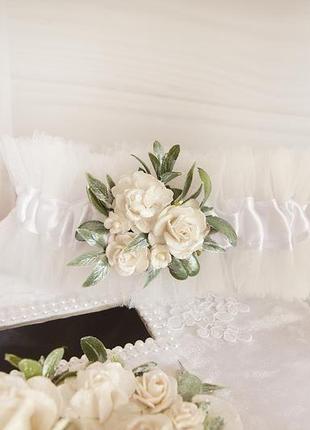Весільний набір білий із квітами6 фото