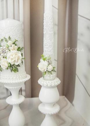 Белые свечи для свадьбы2 фото