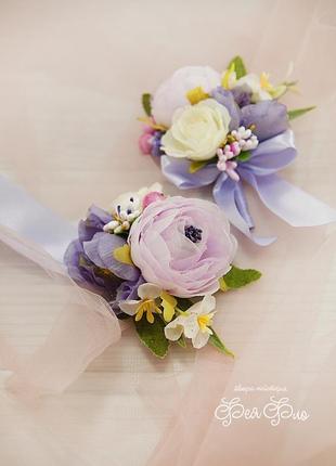 Бутоньерки для свидетелей лавандовые / фиолетовые бутоньерки / цветы для свадьбы / розовые цветы2 фото