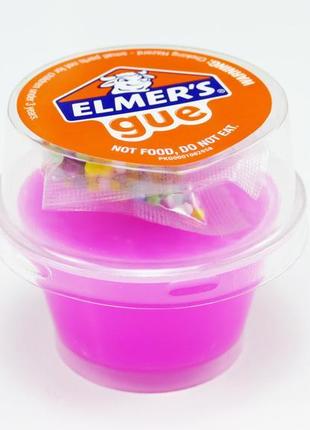 Слайм elmer's 59 мл рожевий слайм з добавками пінопластові кул...