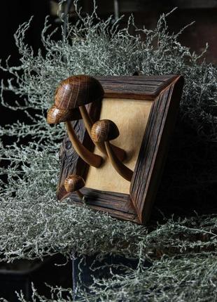 Настенный декор деревянные грибы рамка из дерева вырезной декор1 фото