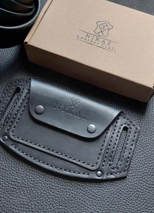 Мужской кожаный кошелек nikaz на ремень, удобный поясной кошелек (p032)7 фото