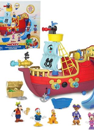 Disney junior mouse funhouse treasure adventure pirate ship корабль микки с фигурками и 19 предметов для игры