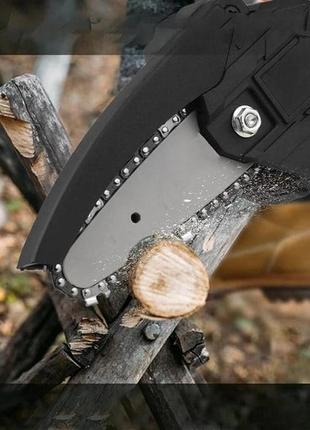 Аккумуляторная цепная мини пила chain saw в пластиковом кейсе с 2мя аккумуляторами (черная), uwest6 фото