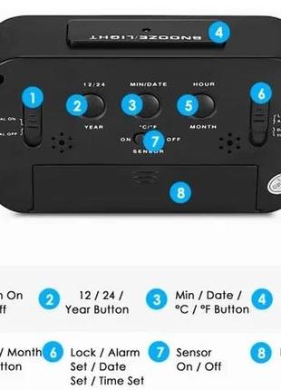 Электронные часы/будильник led с умной подсветкой и термометром7 фото
