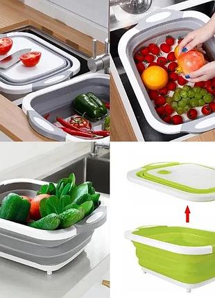 Складная разделочная доска контейнер, доска-миска 2 в 1 chopper