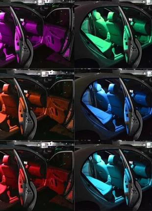 Авто led лампы rgb 36мм 16 цветов, пульт подсветка салона rgb