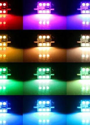 Авто led лампы rgb 36мм 16 цветов, пульт подсветка салона rgb